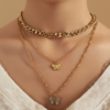 BELLE – Alloy & Brass Chain & Butterfly Complimenting Dual Neckpiece