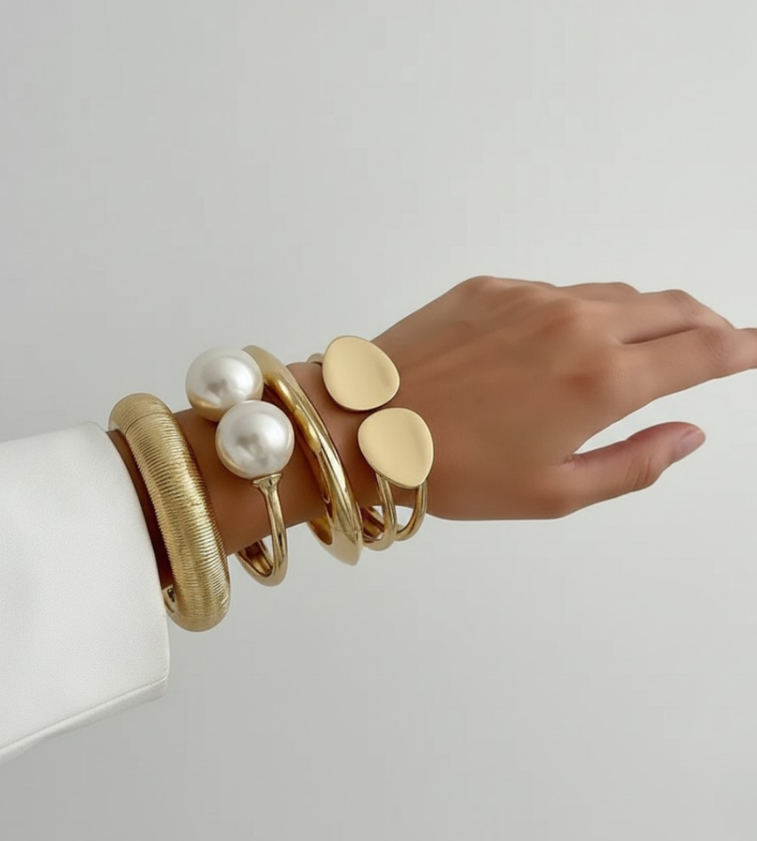 Alternative view of Pearlux – Abstract Chunky 4 in 1 Bracelet Set