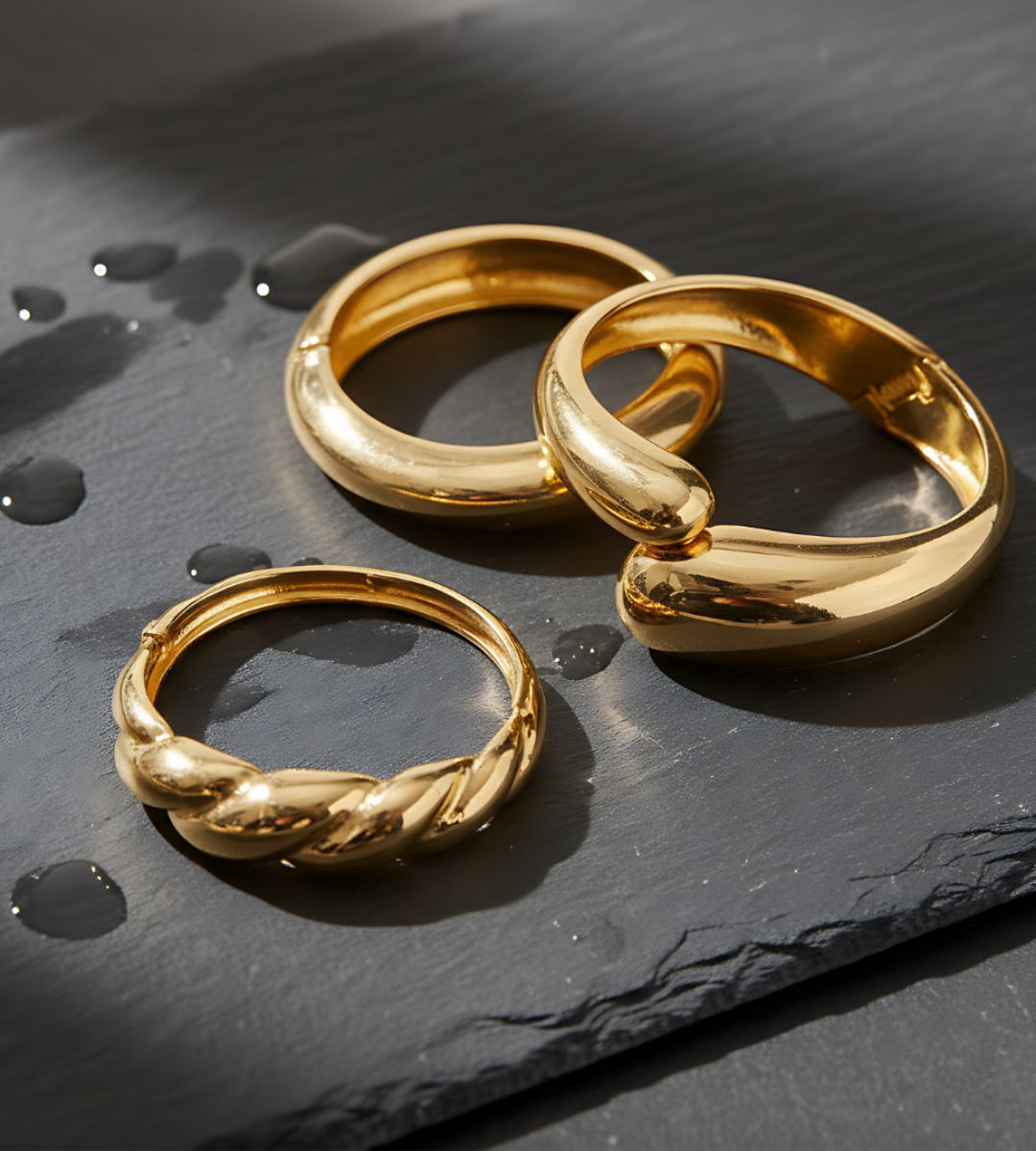 Alternative view of Solstice Shine – A Sculptural Gold Bangle Set
