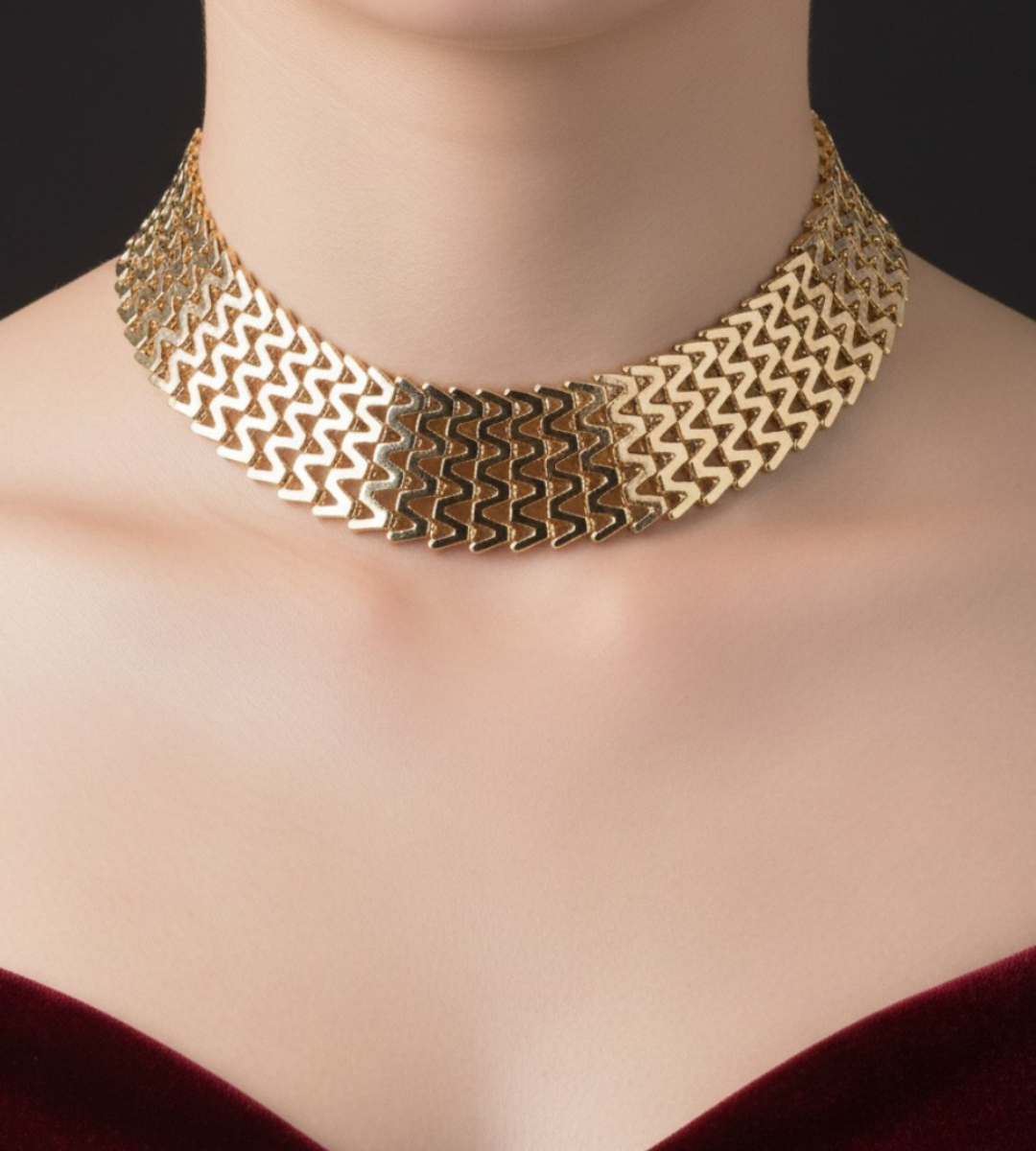 CAMILLE – Alloy Gold Polish Subtle choker necklace
