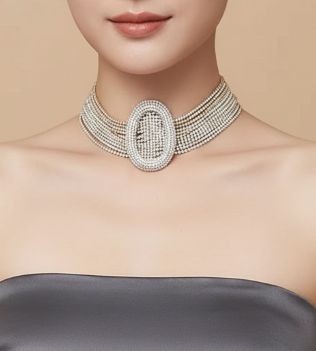 Alternative view of Luminare – Luxury Crystal Choker Necklace